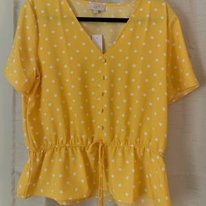 Loft yellow polka-dot blouse